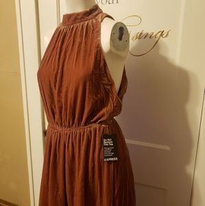 Express Velour Asymmetrical Hem Dress